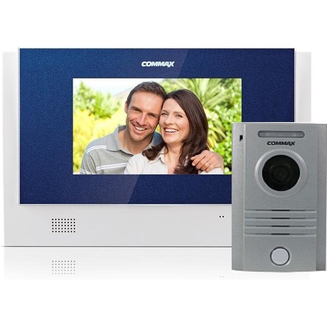 комплект видеодомофона Commax CDV-72UM с синей панелью